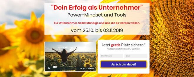 Dein Erfolg als Unternehmer Power-Mindset Online Kongress für Unternehmer und Selbstständige